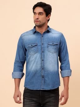 Cantabil - Breathable & Soft with Color Regular Fit Blue Shirt