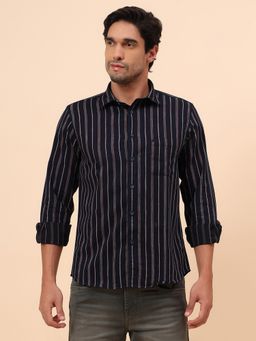 Cantabil - Breathable & Soft with Color Regular Fit Navy Blue Shirt