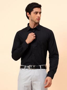 Cantabil - Breathable & Soft with Color Regular Fit Black Shirt