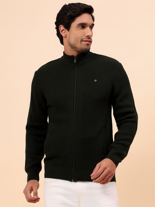 Cantabil Men Breathable & Soft with Color Olive Cardigan