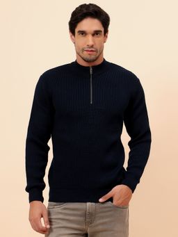 Cantabil - Men Breathable & Soft with Color Navy Blue Sweater
