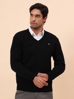 Cantabil - Men Breathable & Soft with Color Black Sweater