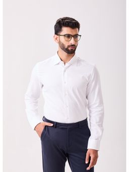 MH&Y - Cut Away Collar Premium Cotton Herring Bone White Shirt