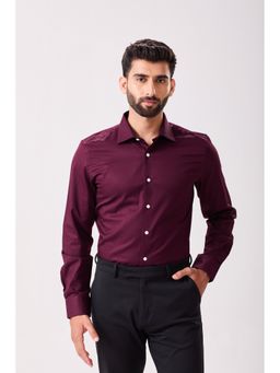MH&Y - Cut Away Collar Cotton Twill Wine Shirt