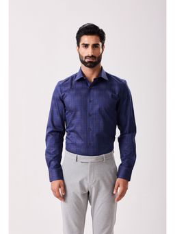 MH&Y - Cut Away Collar Premium Cotton Dobby Navy Blue Shirt