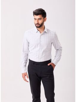 MH&Y - Cut Away Collar Checks Grey Shirt