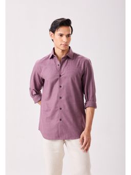 MH&Y - Cut Away Collar Ghingam Textured Maroon Shirt