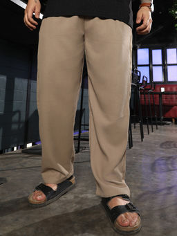 Instafab Plus - Men Tailored Linen-Blend Brown Pants