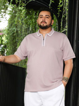 Instafab Plus - Men Micro-Waffle Pink Polo T-Shirt