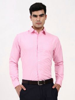 Ya Qalbi - Men Tailored Fit Check Pink Shirt