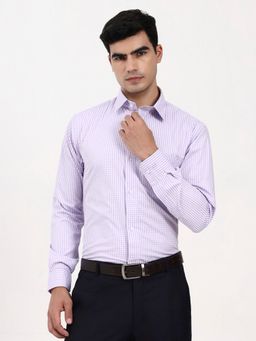 Ya Qalbi - Men Tailored Fit Check Purple Shirt