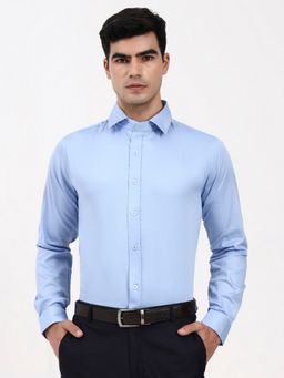 Ya Qalbi - Men Tailored Fit Formal Solid Blue Shirt
