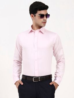 Ya Qalbi - Men Tailored Fit Formal Solid Pink Shirt