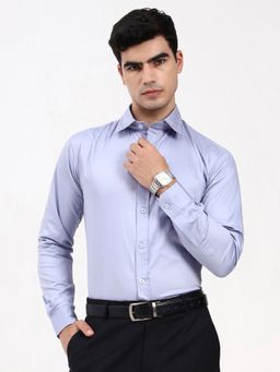 Ya Qalbi - Men Tailored Fit Formal Solid Grey Shirt