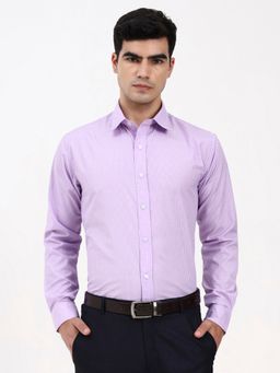 Ya Qalbi - Men Tailored Fit Thin Stripes Purple Shirt