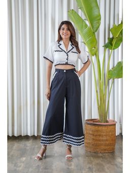 Moonstruck - Zic-Zac Multi-Laced Pants with Collared Crop Top Co-Ord Set (Set of 2)