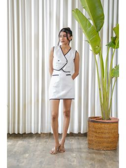 Moonstruck - White Skirt with Black Piping Waist Coat Co-Ord Set (Set of 2)