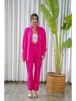 Moonstruck - Pink Loose Fit Shirt with Straight Pants Co-Ord Set (Set of 2)