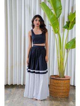 Moonstruck - Band Colorblock Skirt with Sleeveless Crop Top Set (Set of 2)