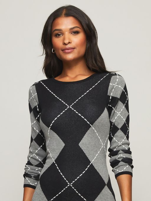 Buy Lipsy Grey Argyle Mini Dress Online