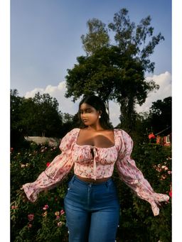 Lea Clothing - Calliope Pink Floral Print Corset Top