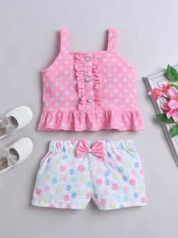 The Magic Wand - Polka Dot Printed Sleeveless Top & Short - Pink (Set of 2)