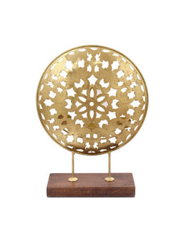 HomeTown - Tjori Iron Table Decor in Brown and Gold Colour