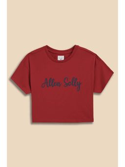 Allen Solly - Boys Red Solid Round Neck T-Shirt