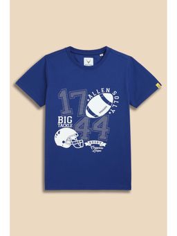 Allen Solly - Boys Blue Printed Round Neck T-Shirt