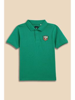 Allen Solly - Boys Green Solid Collar Neck Polo T-Shirt