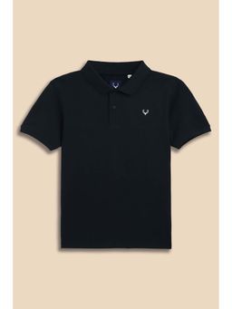 Allen Solly - Boys Navy Blue Solid Collar Neck Polo T-Shirt