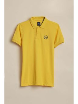 Allen Solly - Boys Yellow Solid Collar Neck Polo T-Shirt