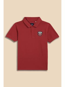 Allen Solly - Boys Red Solid Collar Neck Polo T-Shirt