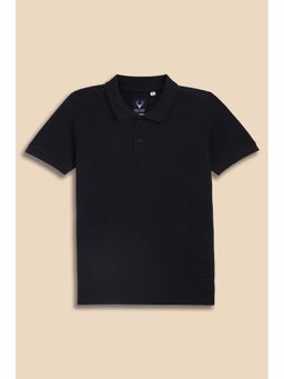 Allen Solly - Boys Black Solid Collar Neck Polo T-Shirt