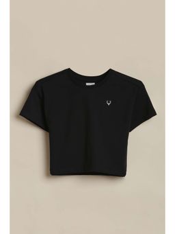 Allen Solly - Girls Black Solid Casual T-Shirt