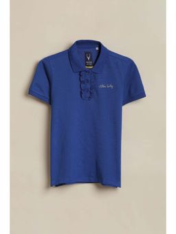 Allen Solly - Girls Blue Solid Casual Polo T-Shirt