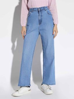 SHOWOFF - Women's Blue Straight Fit Denim Jeans