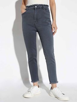 SHOWOFF - Women's Grey Slim Fit Denim Jeans
