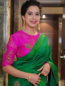 ZARIIN - 22KT Gold Dipped in Pink Enamel Goddess Lotus Statement Earrings