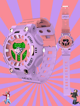 Spiky - Premium Multifunctional Analog-Digital Sports Watch for Kid Girls - Purple/Pink