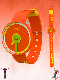Spiky - Round Analog Watch for Kids Boys and Girls - Orange