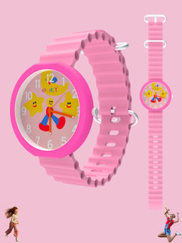 Spiky - Girls Round Stylish Analog Watch - Pink (3-4 Years)