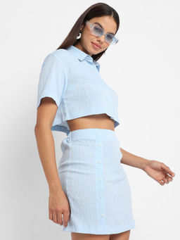 PINACOLADA - Womens Solid Light Blue Co-ord (Set of 2)