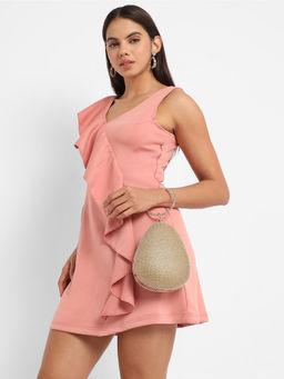 PINACOLADA - Womens Salmon Pink Ruffle Dress