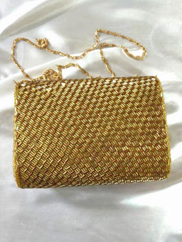 A Clutch Story - Gold Beaded Flap Clutch