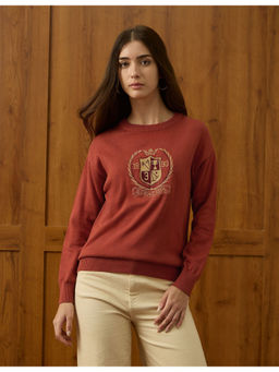 U.S. POLO ASSN. - Womens Orange Drop Shoulder Relaxed Fit Sweater