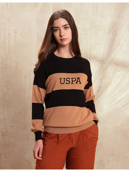 U.S. POLO ASSN. - Womens Black Drop Shoulder Relaxed Fit Sweatshirt