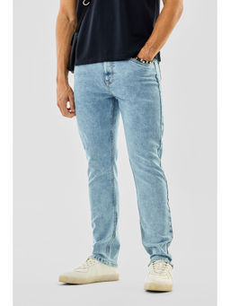 Snitch - Men Light Blue Washed Slim Fit Casual Jeans