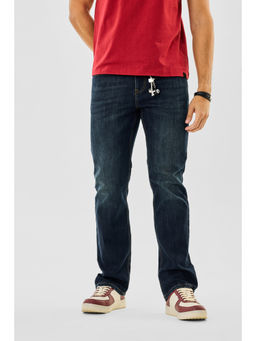 Snitch - Navy Blue Denim Straight Fit Casual Jeans