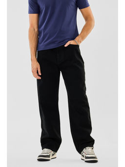 Snitch - Black Denim Loose Fit Casual Jeans